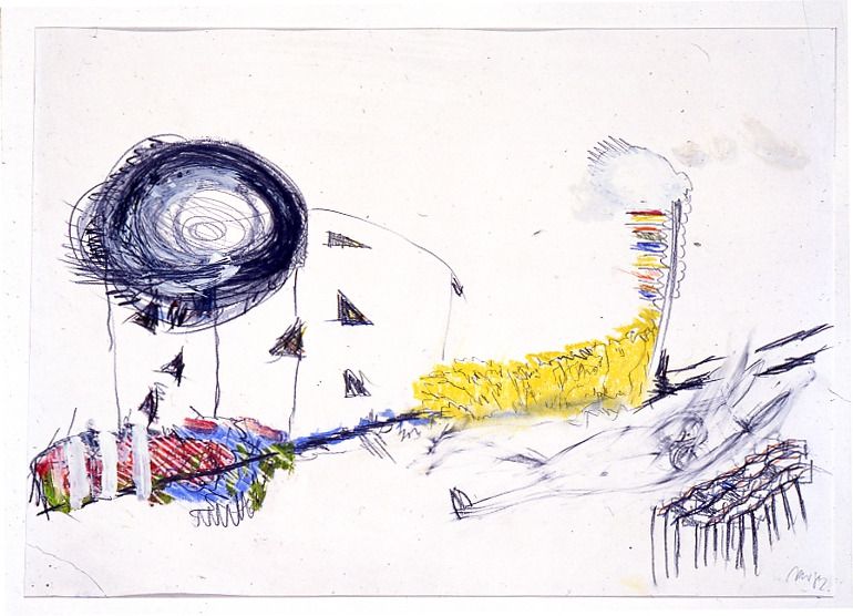 1982 11 o.t. buntstift  kreide  tippex  a. papier  42 x cm 1982 11 o.t. buntstift  kreide  tippex  a. papier  42 x cm