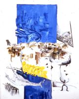 1985 02 geteilete stadt  acryl a. lw  150 x cm