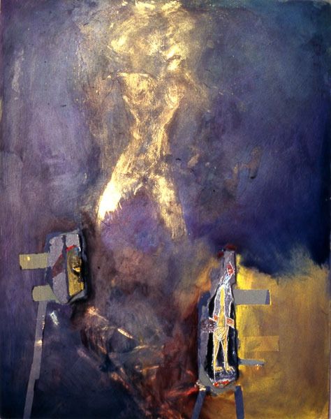 1989 09 goldener traum  goldbronze  acryl  schiefer  55 x 70 cm    1989 09 goldener traum  goldbronze  acryl  schiefer  55 x 70 cm