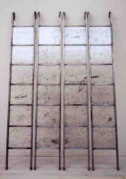 1996 06 surface of a lake  geruestleitern bedruckte glasplatten 130 x cm  1996 06 surface of a lake  geruestleitern bedruckte glasplatten 130 x cm