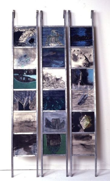 2000 01 unter der oberflaeche   geruestleitern mischtechnik  110 x cm 2000 01 unter der oberflaeche   geruestleitern mischtechnik  110 x cm