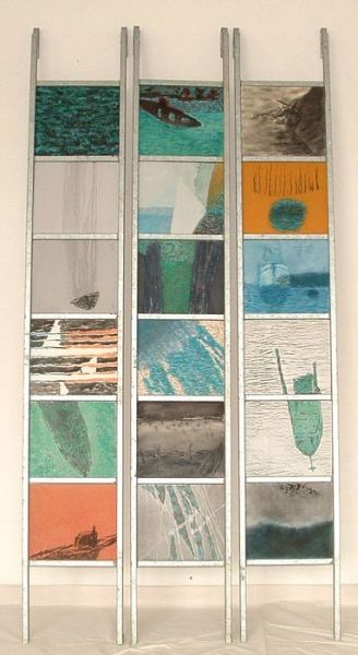 2003 01 zwischen den horizonten  geruestleitern  mischtechnik 110 x cm 2003 01 zwischen den horizonten  geruestleitern  mischtechnik 110 x cm