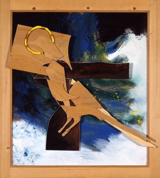 1991 02 heilige elster  acryl  sperrholz  60 x cm 1991 02 heilige elster  acryl  sperrholz  60 x cm